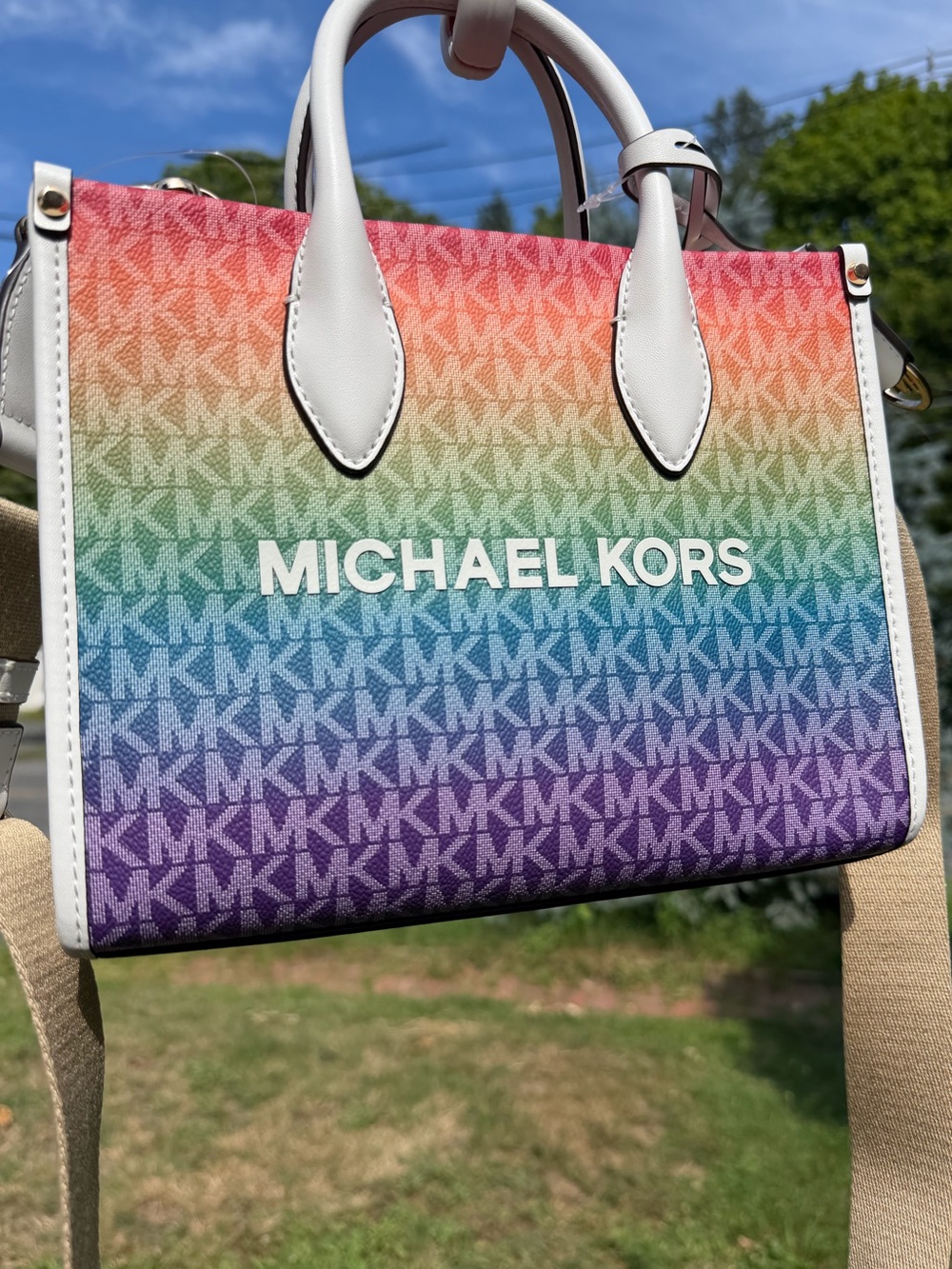 RARE Michael Kors Mirella Small Rainbow Signature Logo Crossbody Bag NWT - Picture 5 of 10